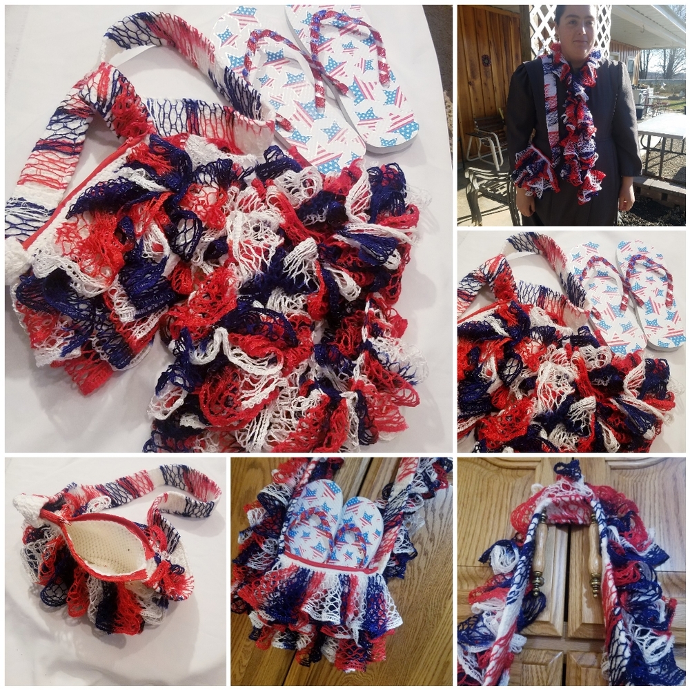 Bundle Purse/Flip Flops/Infinity Scarf  july 4 USA